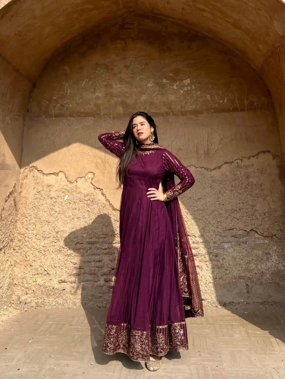 Elegant Faux Georgette Gown Set for Festive and Wedding Occasions