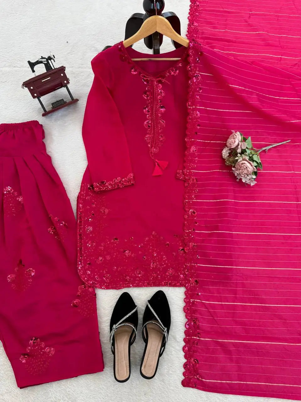 Elegant Faux Georgette Palazzo Suit Set for Festive and Occasion Wear