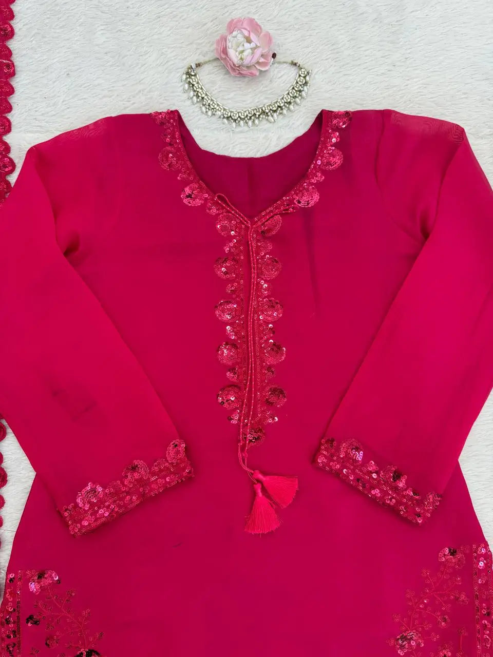 Elegant Faux Georgette Palazzo Suit Set for Festive and Occasion Wear