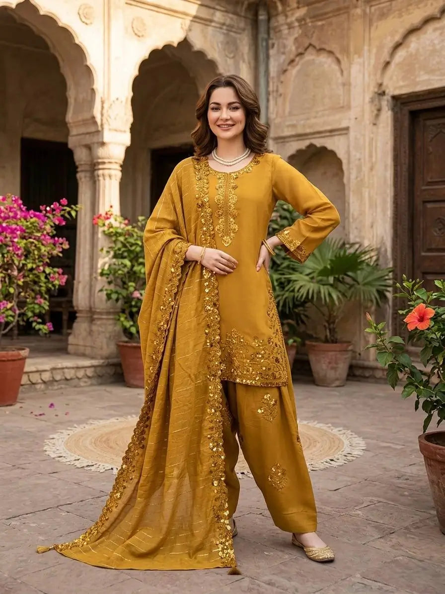 Elegant Faux Georgette Palazzo Suit Set for Festive and Occasion Wear