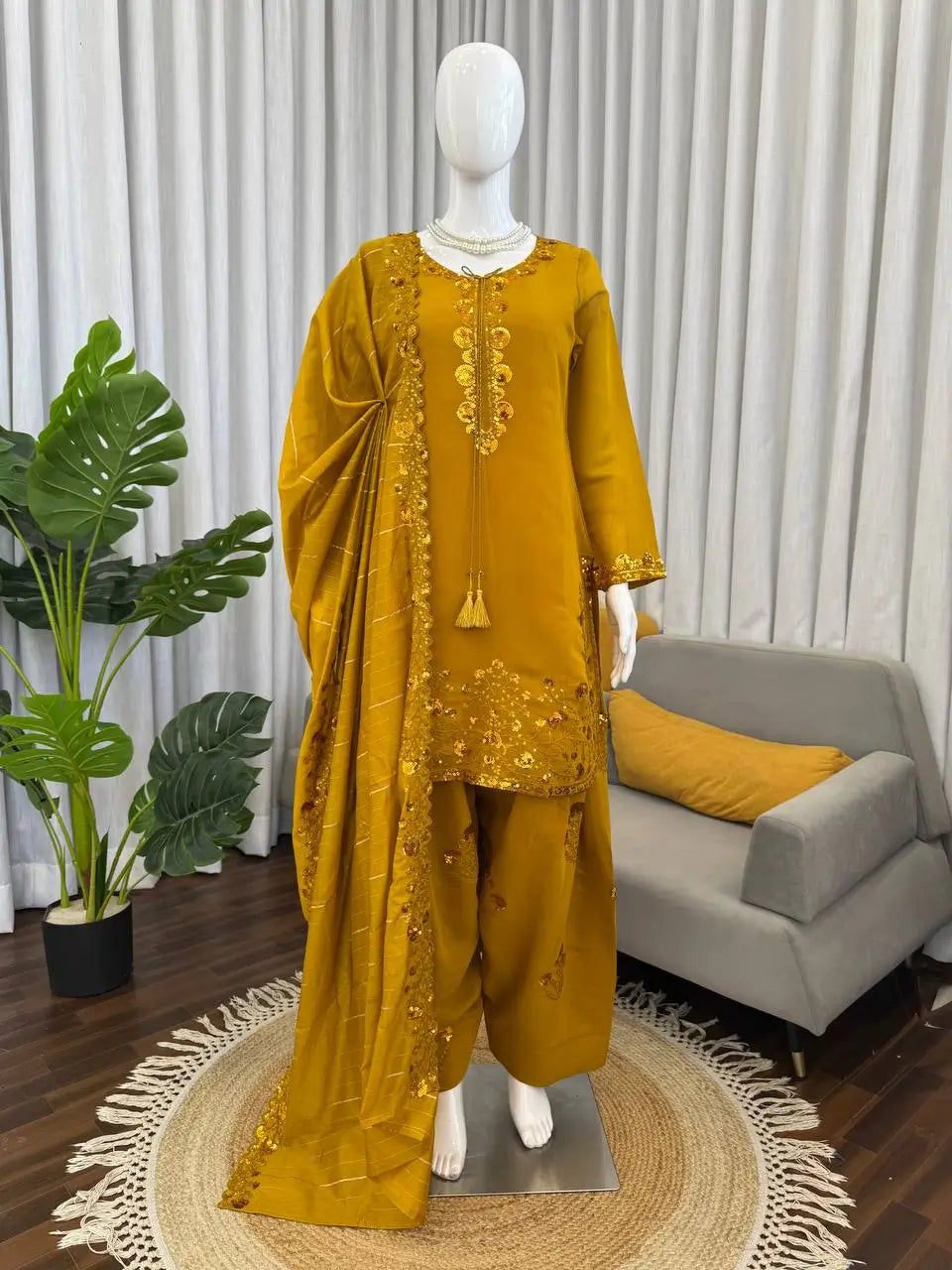 Elegant Faux Georgette Palazzo Suit Set for Festive and Occasion Wear