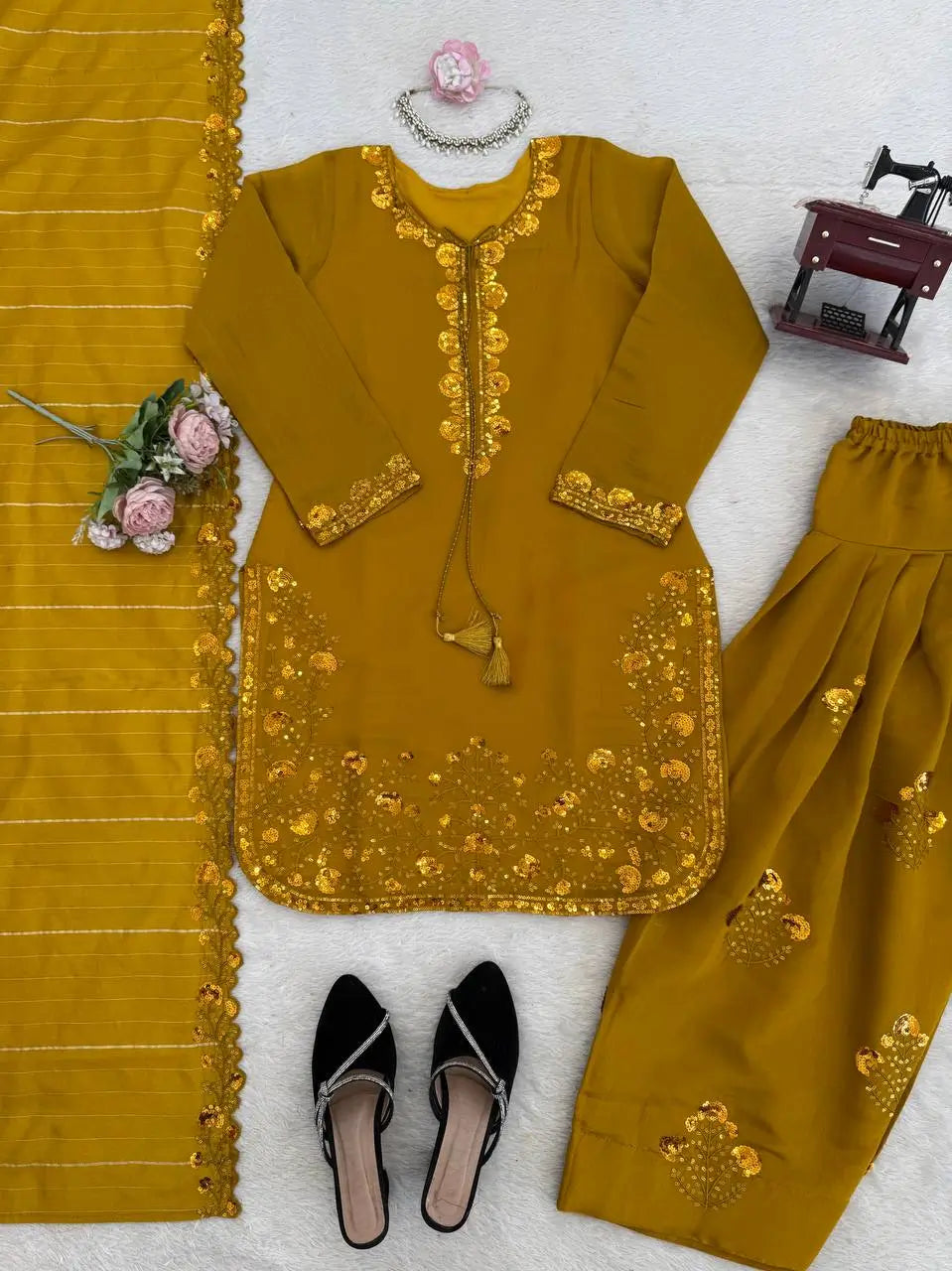Elegant Faux Georgette Palazzo Suit Set for Festive and Occasion Wear