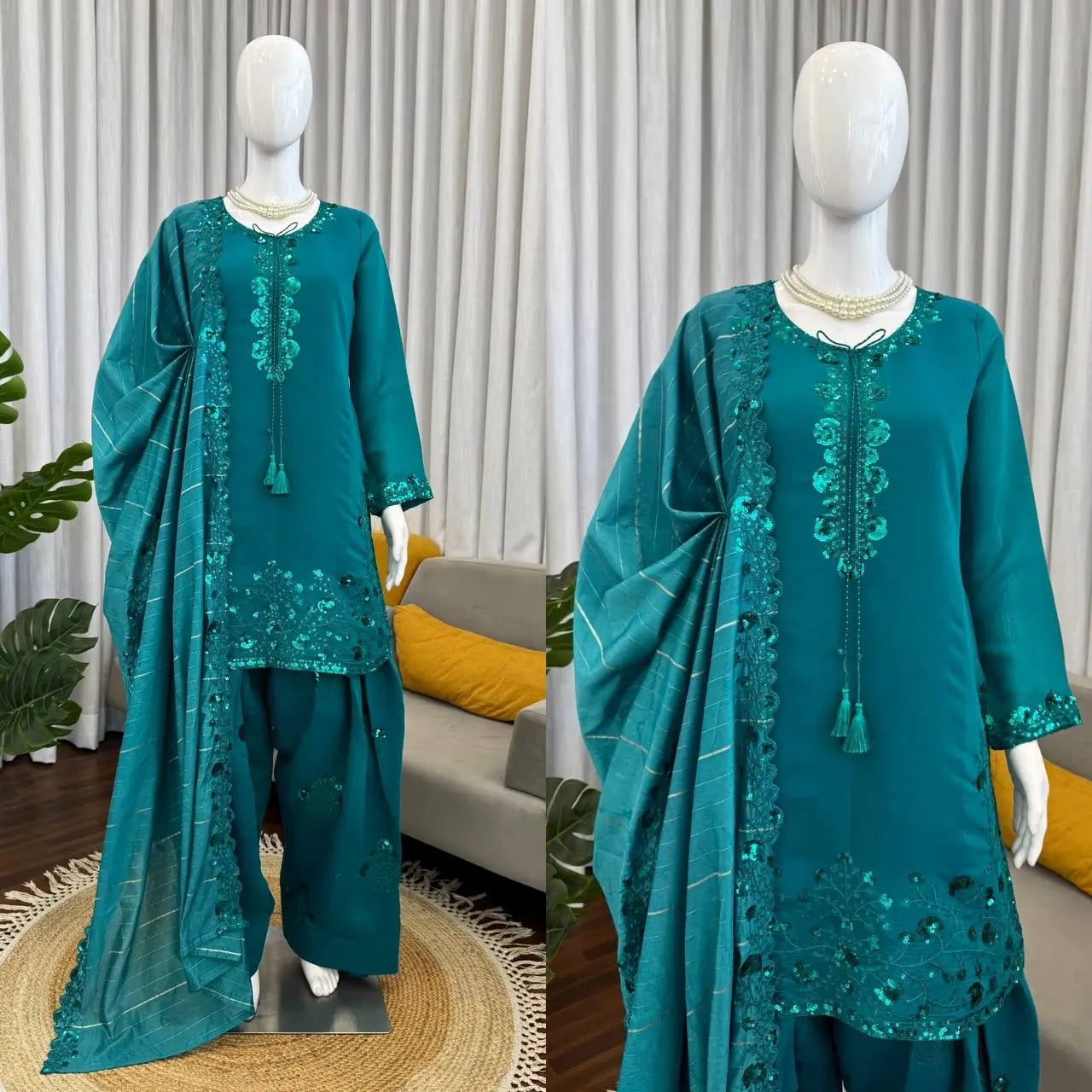 Elegant Faux Georgette Palazzo Suit Set for Festive and Occasion Wear
