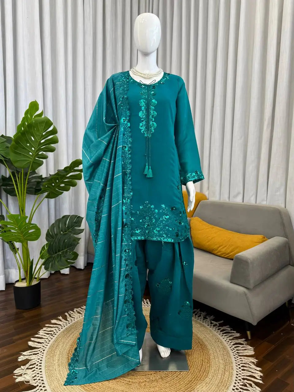 Elegant Faux Georgette Palazzo Suit Set for Festive and Occasion Wear