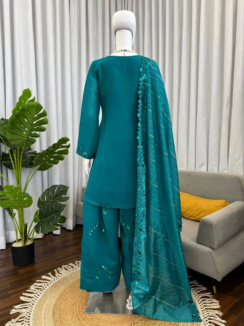 Elegant Faux Georgette Palazzo Suit Set for Festive and Occasion Wear