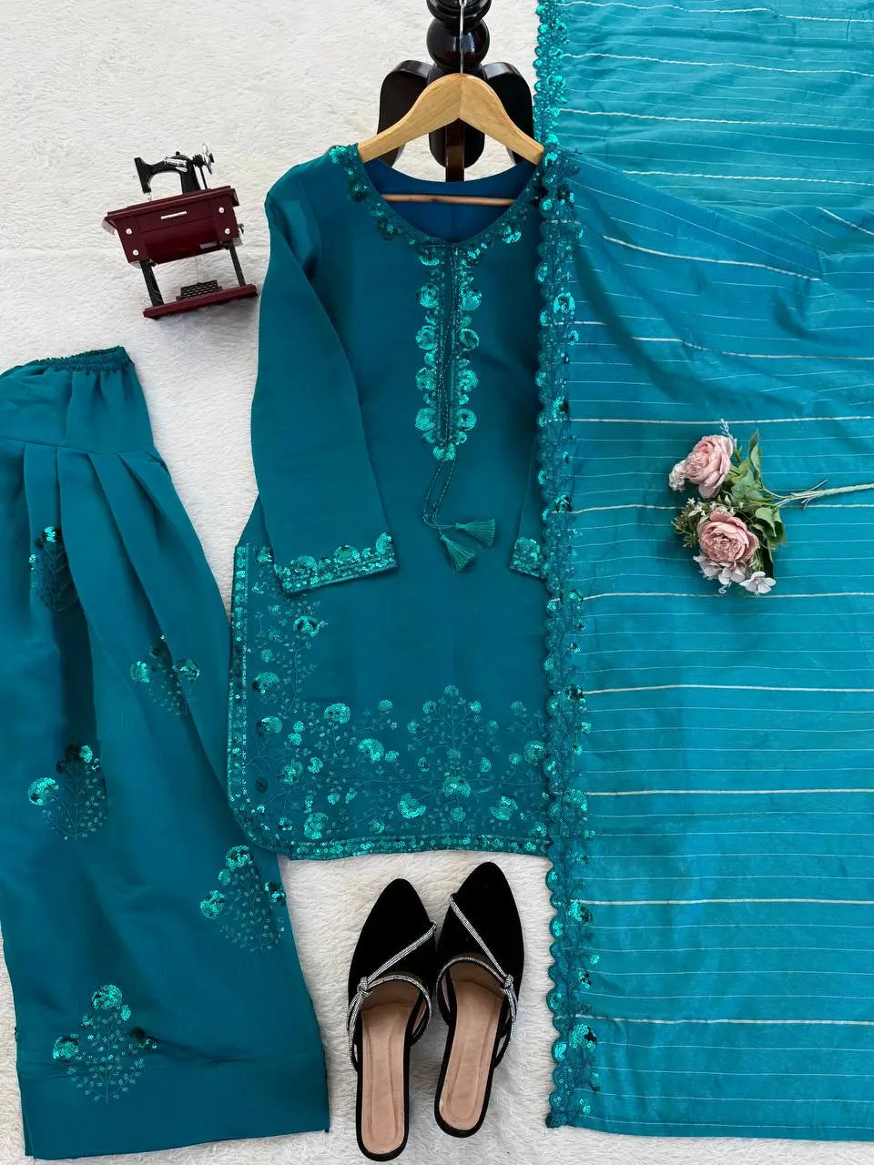 Elegant Faux Georgette Palazzo Suit Set for Festive and Occasion Wear