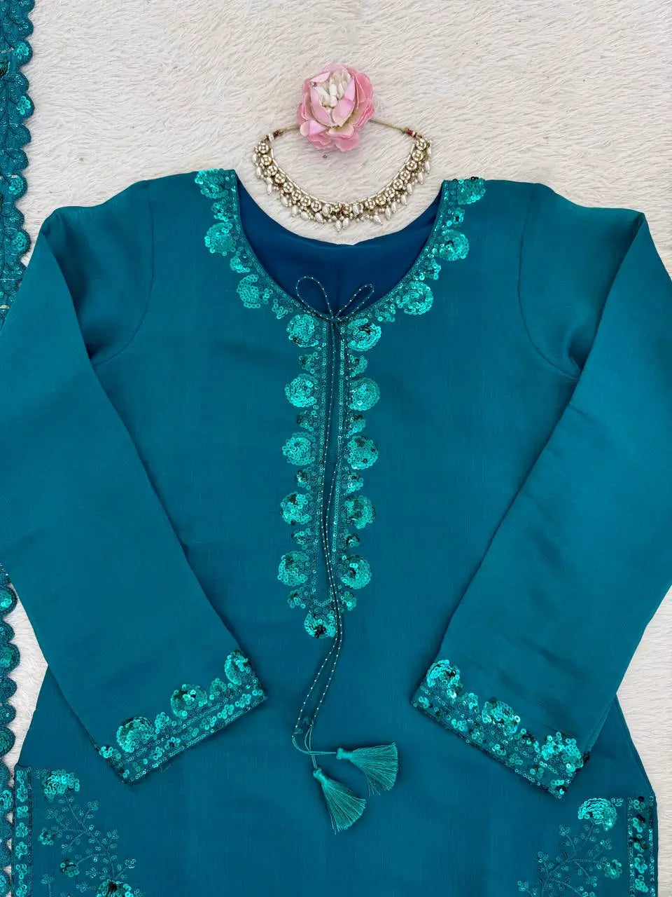Elegant Faux Georgette Palazzo Suit Set for Festive and Occasion Wear