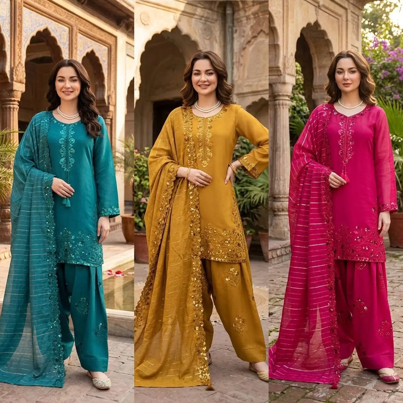 Elegant Faux Georgette Palazzo Suit Set for Festive and Occasion Wear