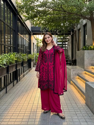 Elegant Faux Georgette Palazzo Suit Set for Festive and Party Wear