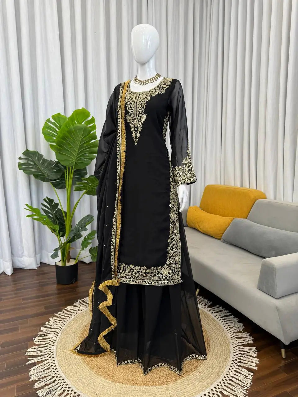 Elegant Faux Georgette Palazzo Suit Set for Festive and Wedding Wear
