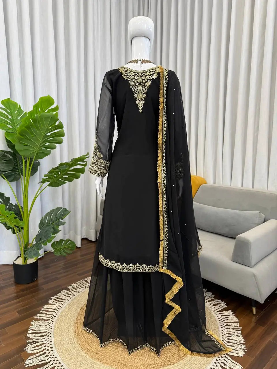 Elegant Faux Georgette Palazzo Suit Set for Festive and Wedding Wear