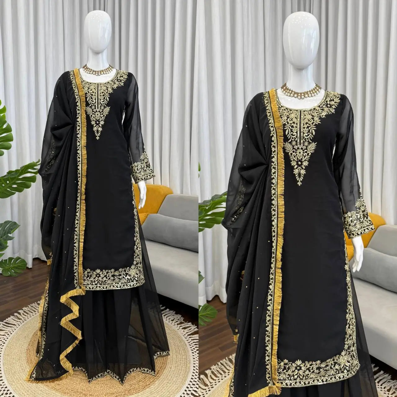 Elegant Faux Georgette Palazzo Suit Set for Festive and Wedding Wear