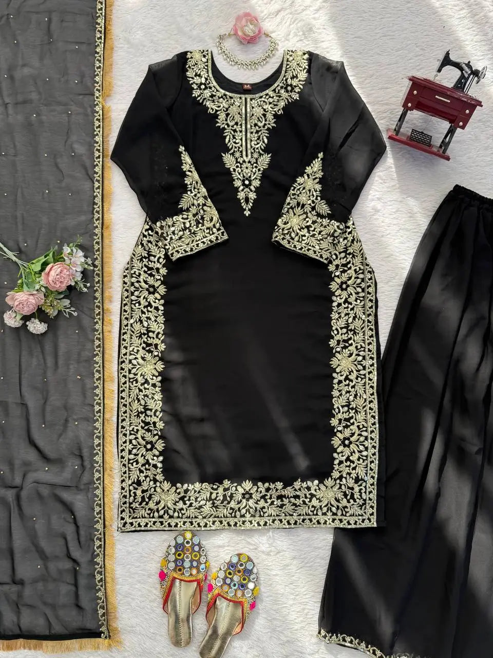 Elegant Faux Georgette Palazzo Suit Set for Festive and Wedding Wear