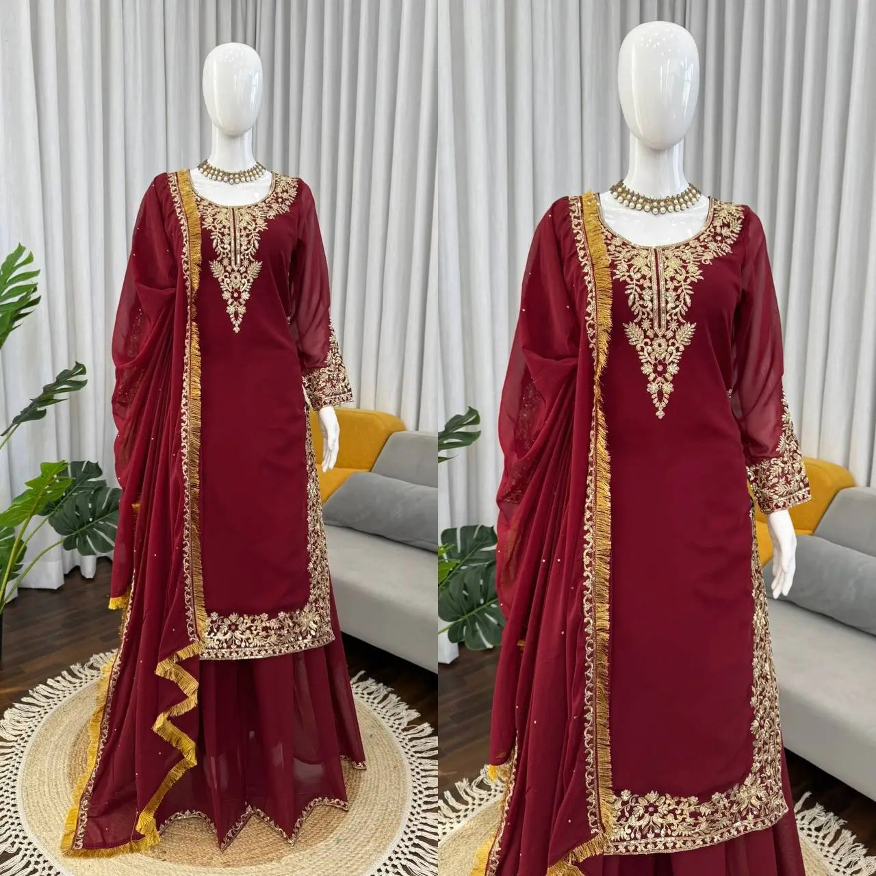 Elegant Faux Georgette Palazzo Suit Set for Festive and Wedding Wear