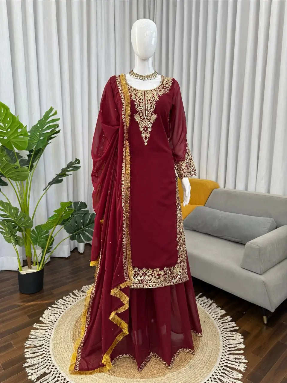 Elegant Faux Georgette Palazzo Suit Set for Festive and Wedding Wear