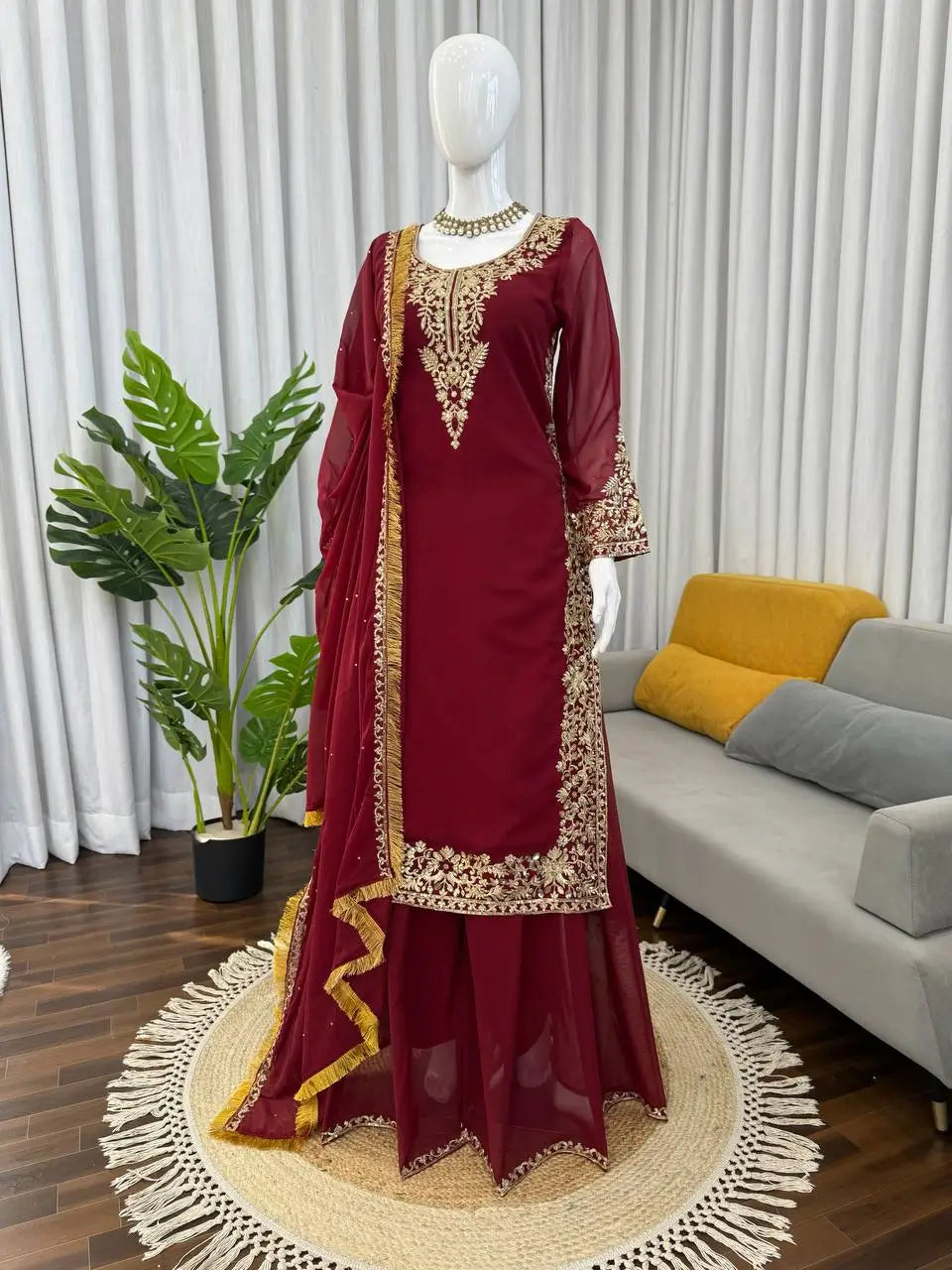 Elegant Faux Georgette Palazzo Suit Set for Festive and Wedding Wear