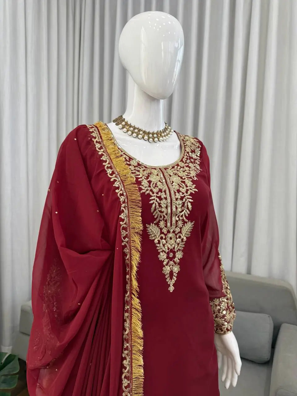 Elegant Faux Georgette Palazzo Suit Set for Festive and Wedding Wear