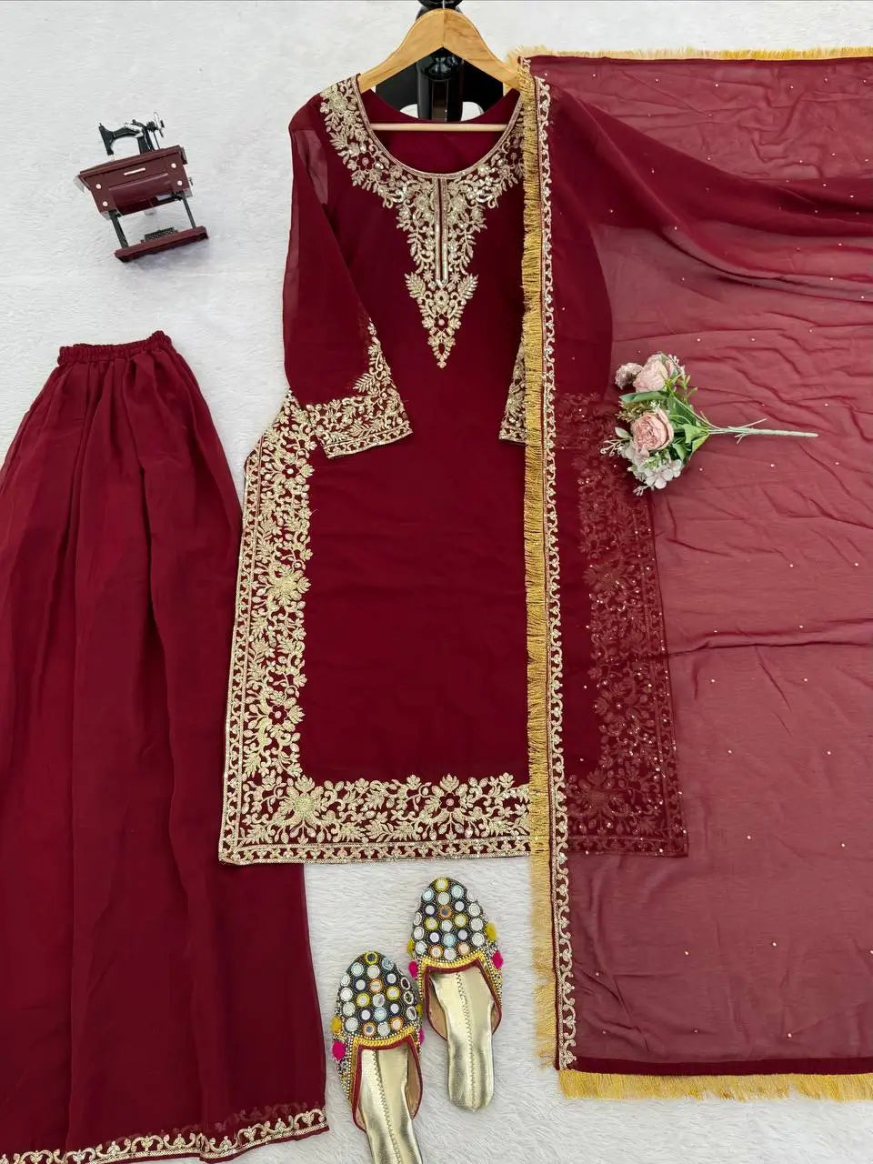 Elegant Faux Georgette Palazzo Suit Set for Festive and Wedding Wear