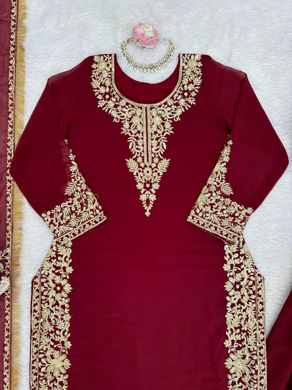 Elegant Faux Georgette Palazzo Suit Set for Festive and Wedding Wear