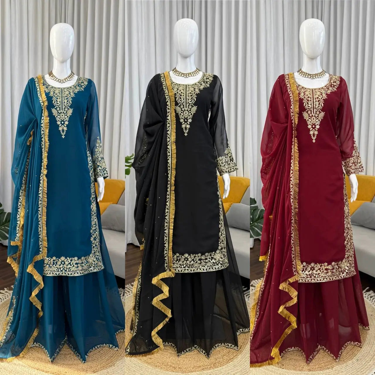 Elegant Faux Georgette Palazzo Suit Set for Festive and Wedding Wear