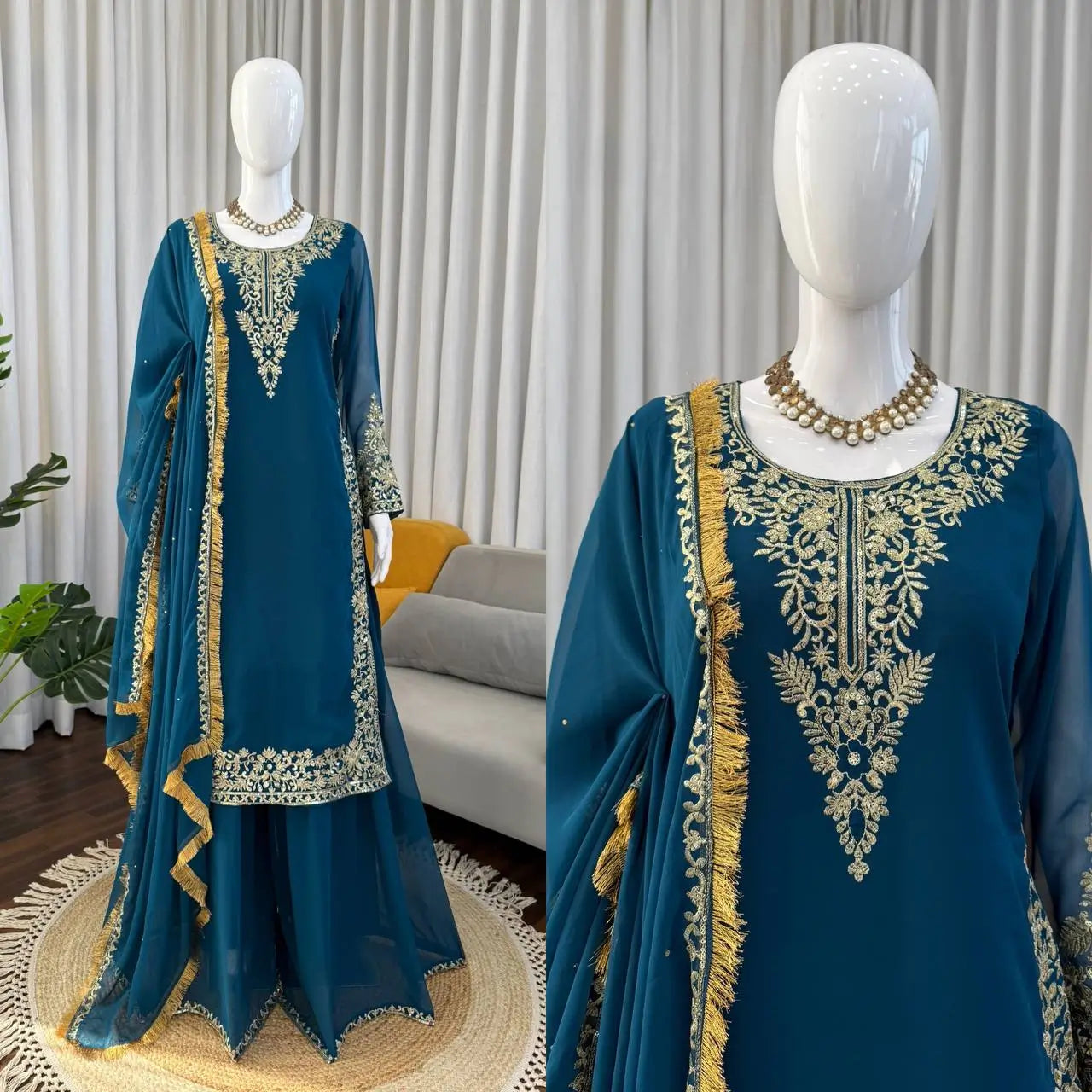 Elegant Faux Georgette Palazzo Suit Set for Festive and Wedding Wear