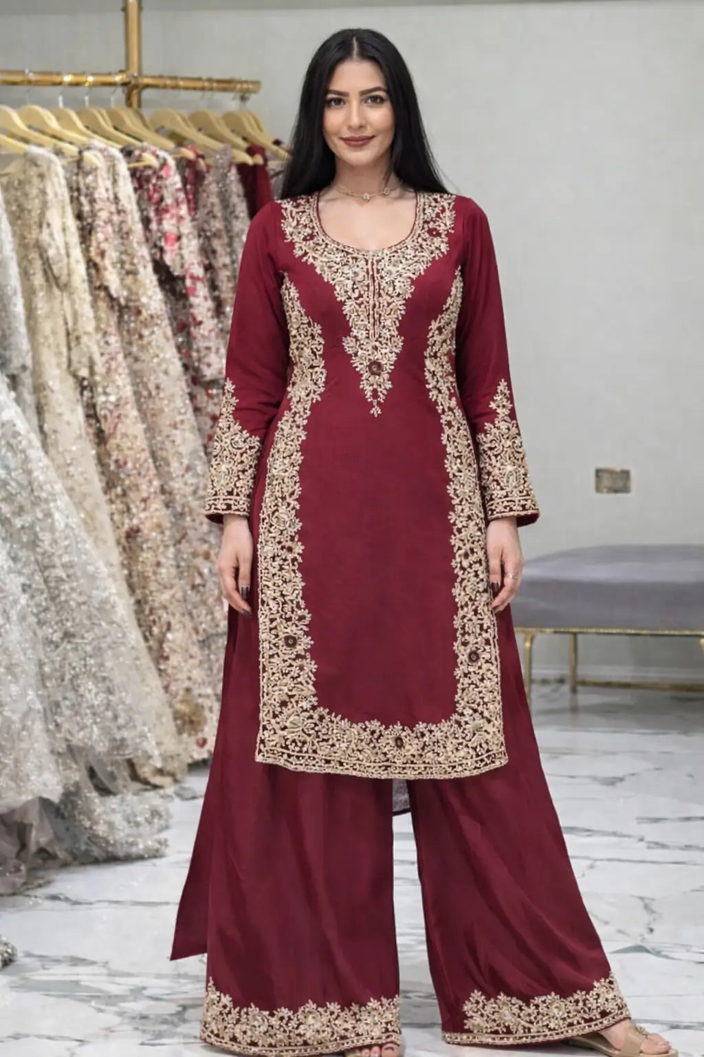 Elegant Faux Georgette Palazzo Suit Set for Festive and Wedding Wear