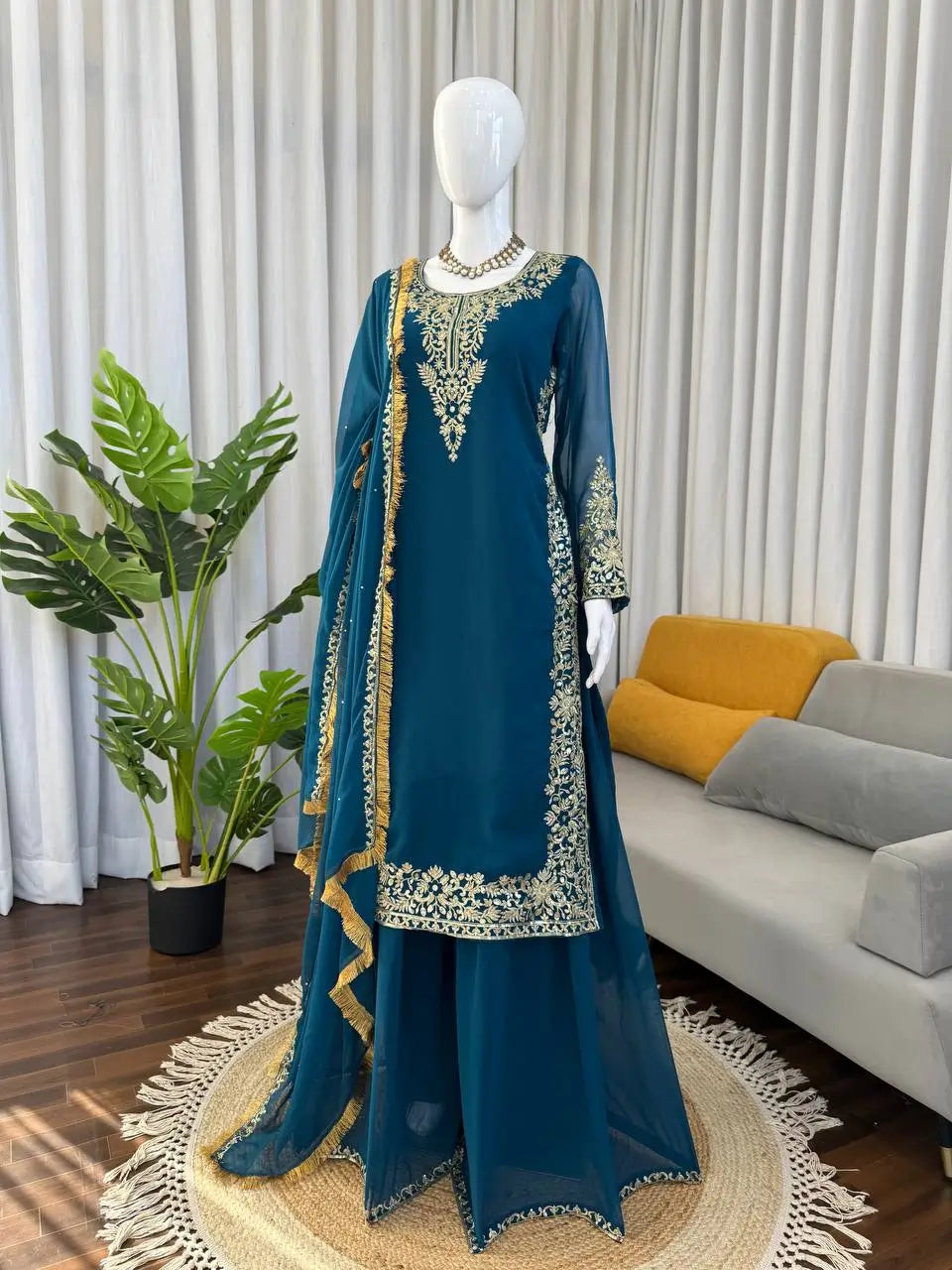 Elegant Faux Georgette Palazzo Suit Set for Festive and Wedding Wear
