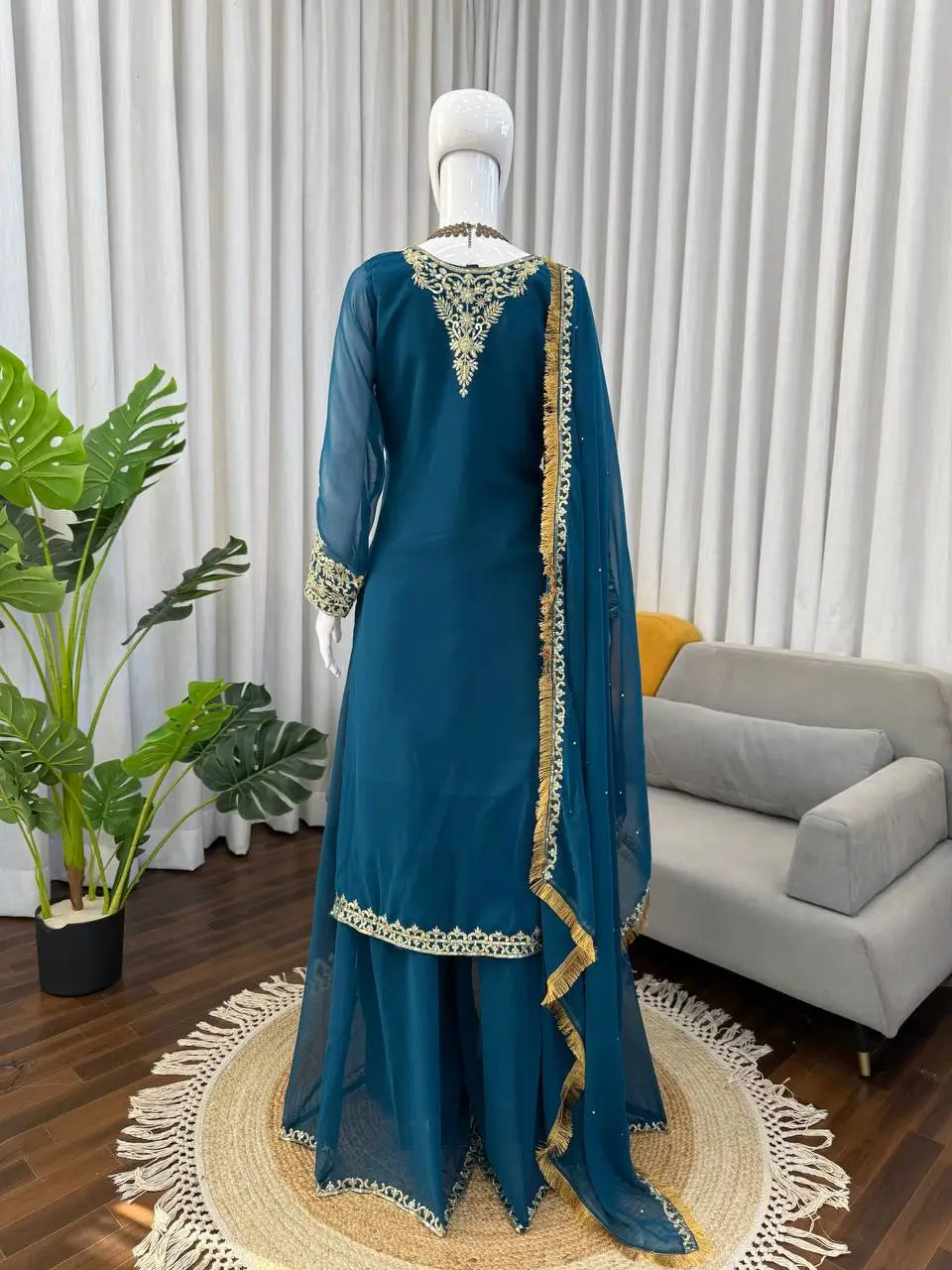 Elegant Faux Georgette Palazzo Suit Set for Festive and Wedding Wear