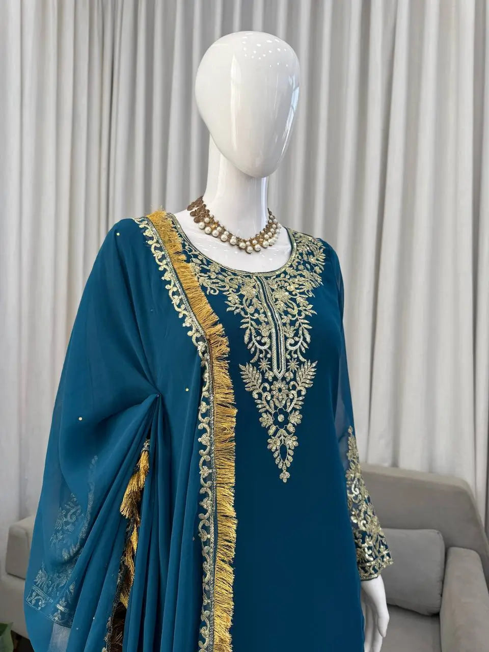Elegant Faux Georgette Palazzo Suit Set for Festive and Wedding Wear