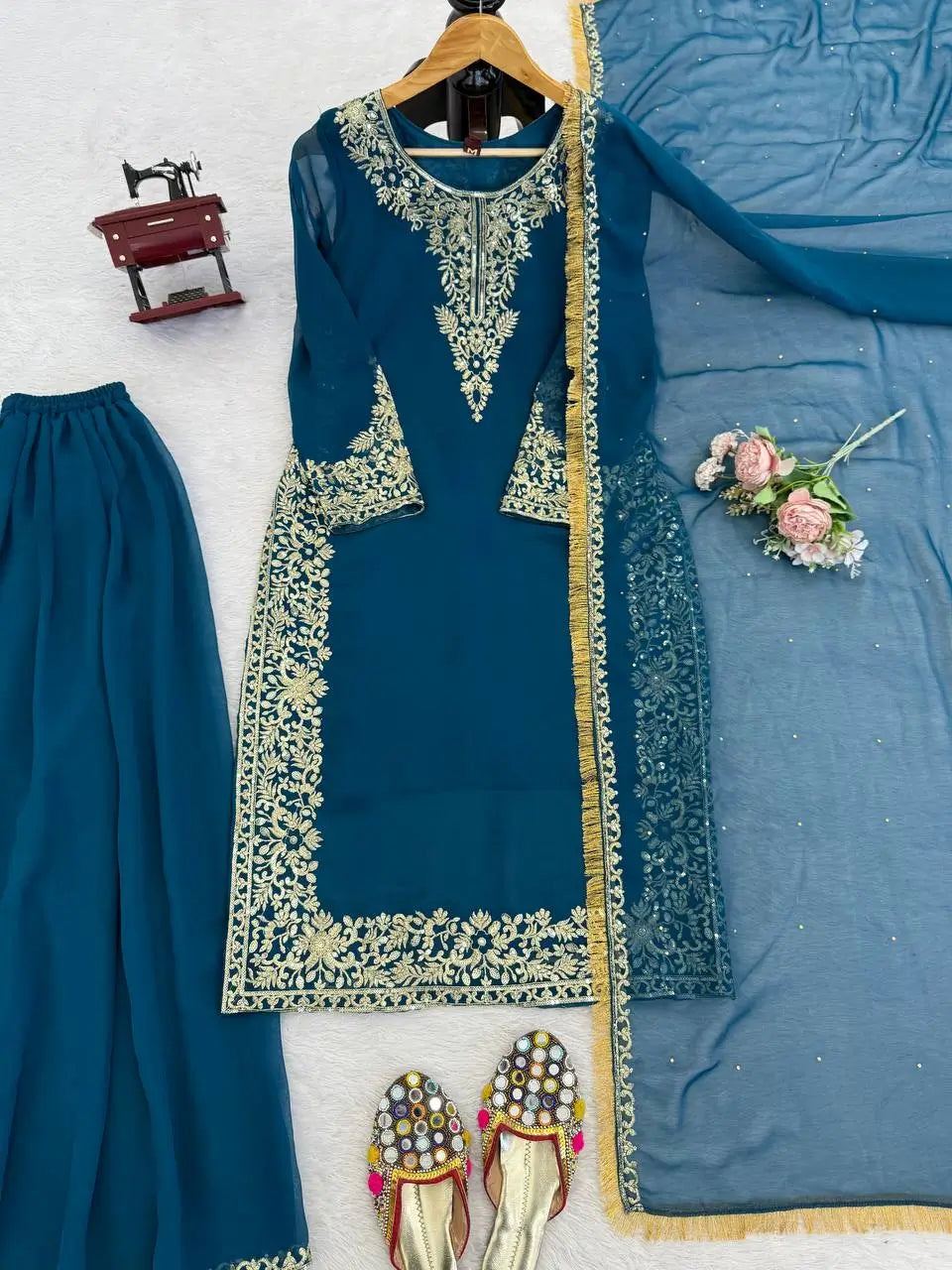 Elegant Faux Georgette Palazzo Suit Set for Festive and Wedding Wear