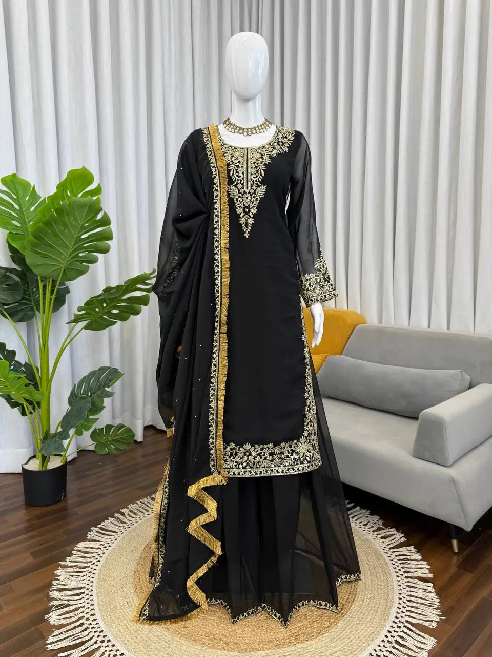 Elegant Faux Georgette Palazzo Suit Set for Festive and Wedding Wear