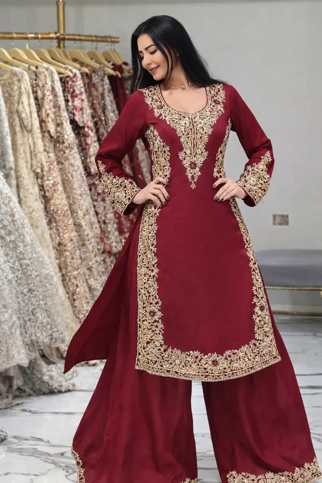 Elegant Faux Georgette Palazzo Suit Set for Festive and Wedding Wear