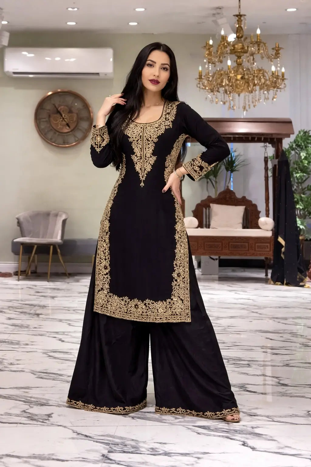 Elegant Faux Georgette Palazzo Suit Set for Festive and Wedding Wear