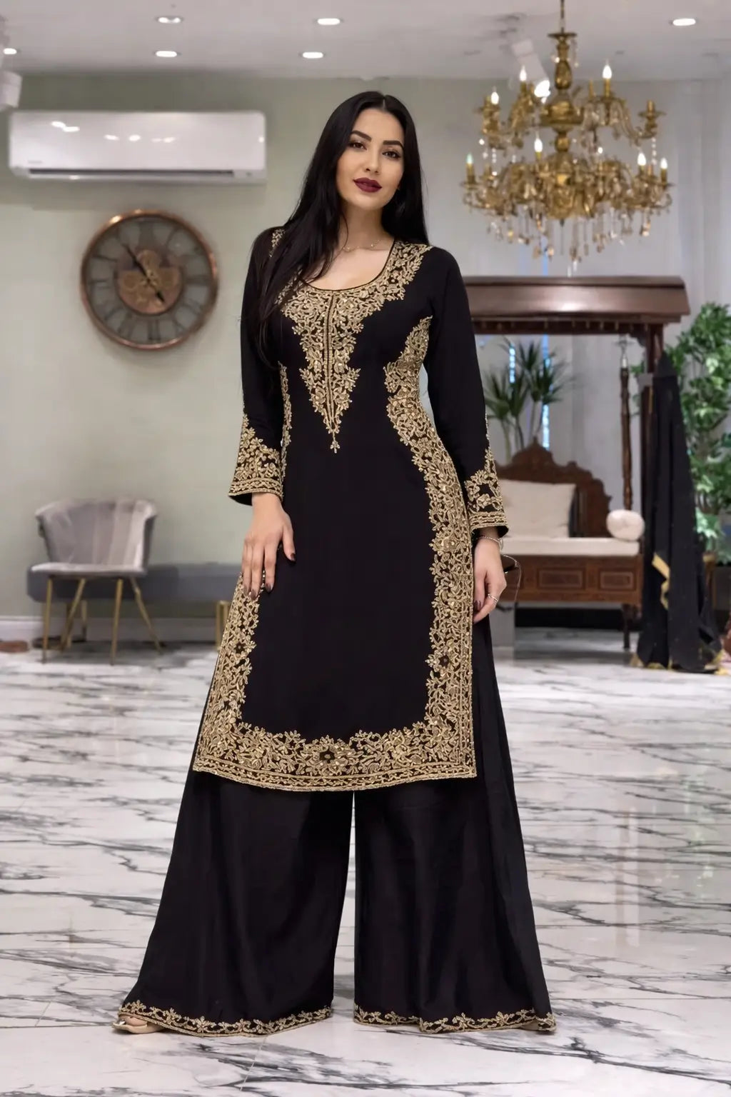 Elegant Faux Georgette Palazzo Suit Set for Festive and Wedding Wear