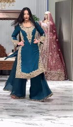 Elegant Faux Georgette Palazzo Suit Set for Festive and Wedding Wear