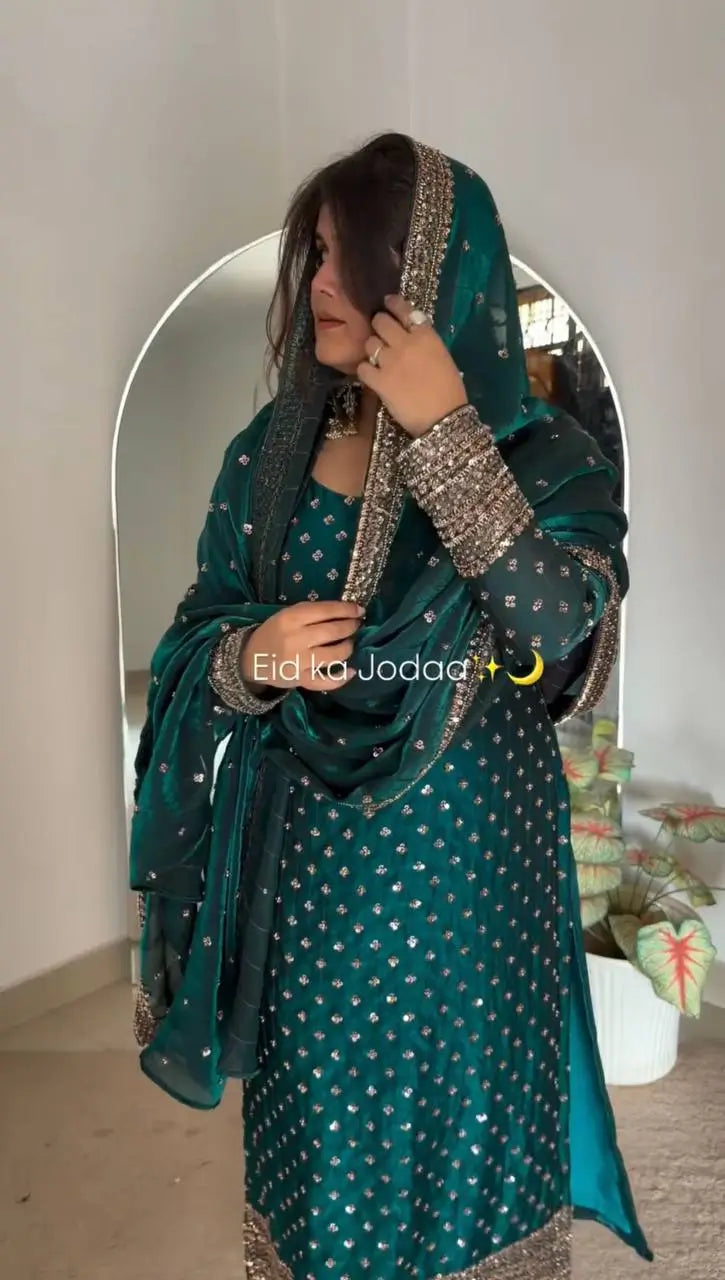 Elegant Fendy Silk Embroidered Kurta Set for Festive and Wedding Wear