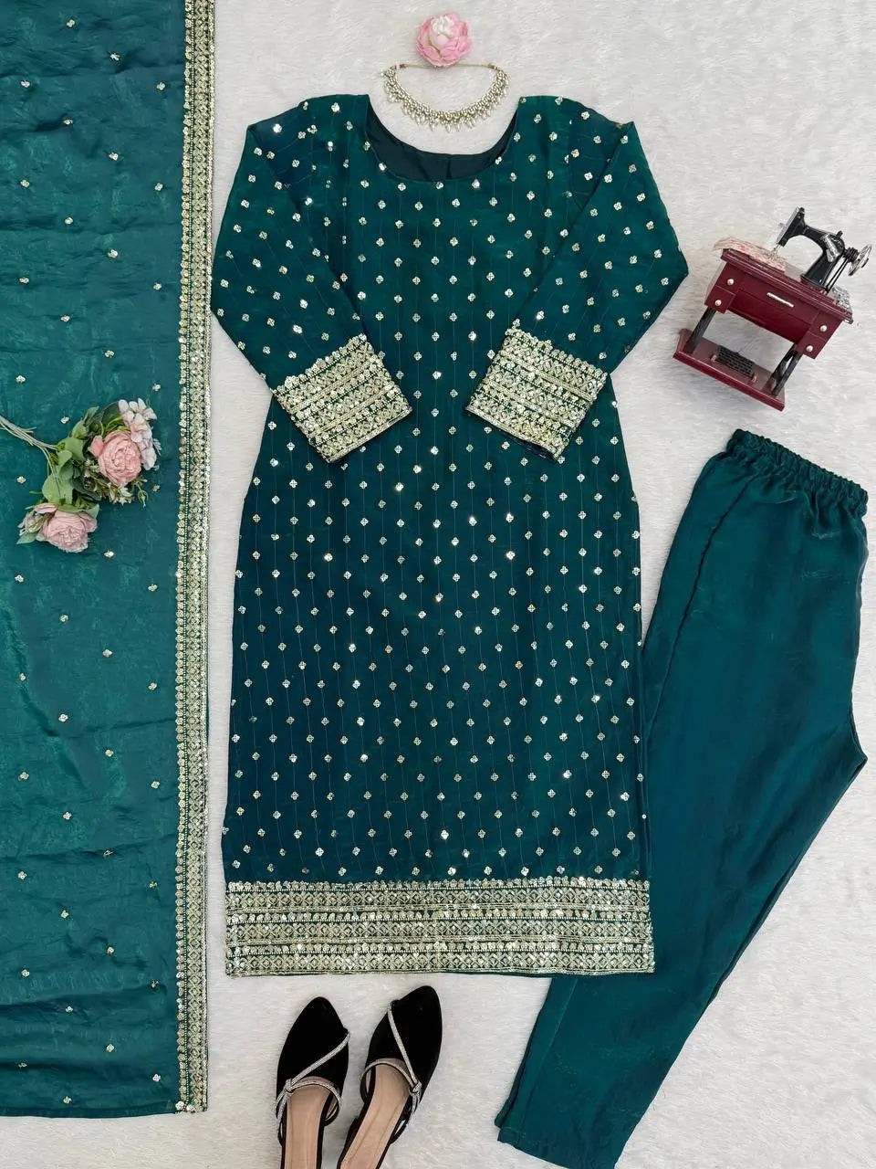 Elegant Fendy Silk Embroidered Kurta Set for Festive and Wedding Wear