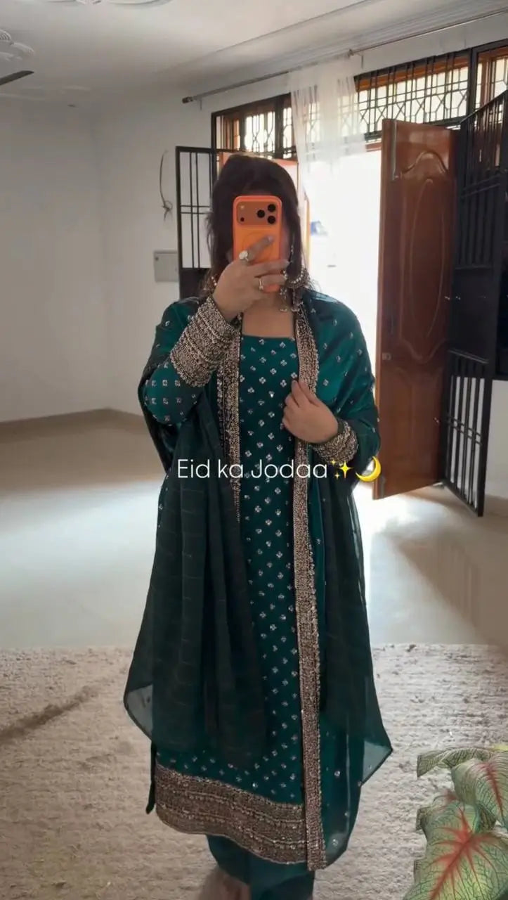 Elegant Fendy Silk Embroidered Kurta Set for Festive and Wedding Wear