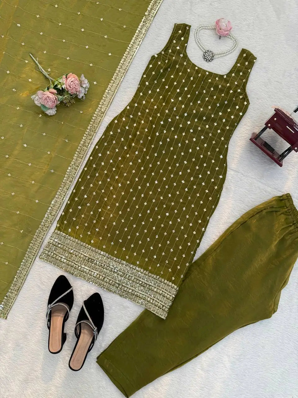 Elegant Fendy Silk Embroidered Kurta Set for Festive and Wedding Wear