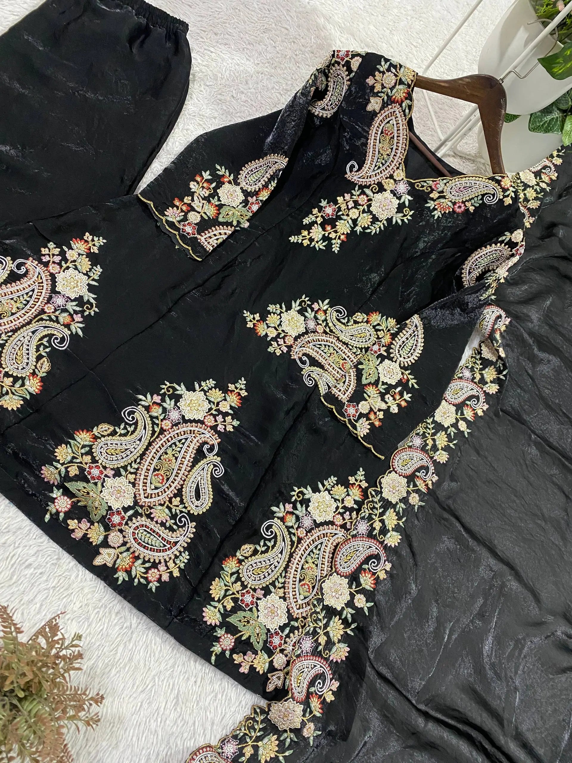 Elegant Fendy Silk Embroidered Suit Set for Festive and Party Wear
