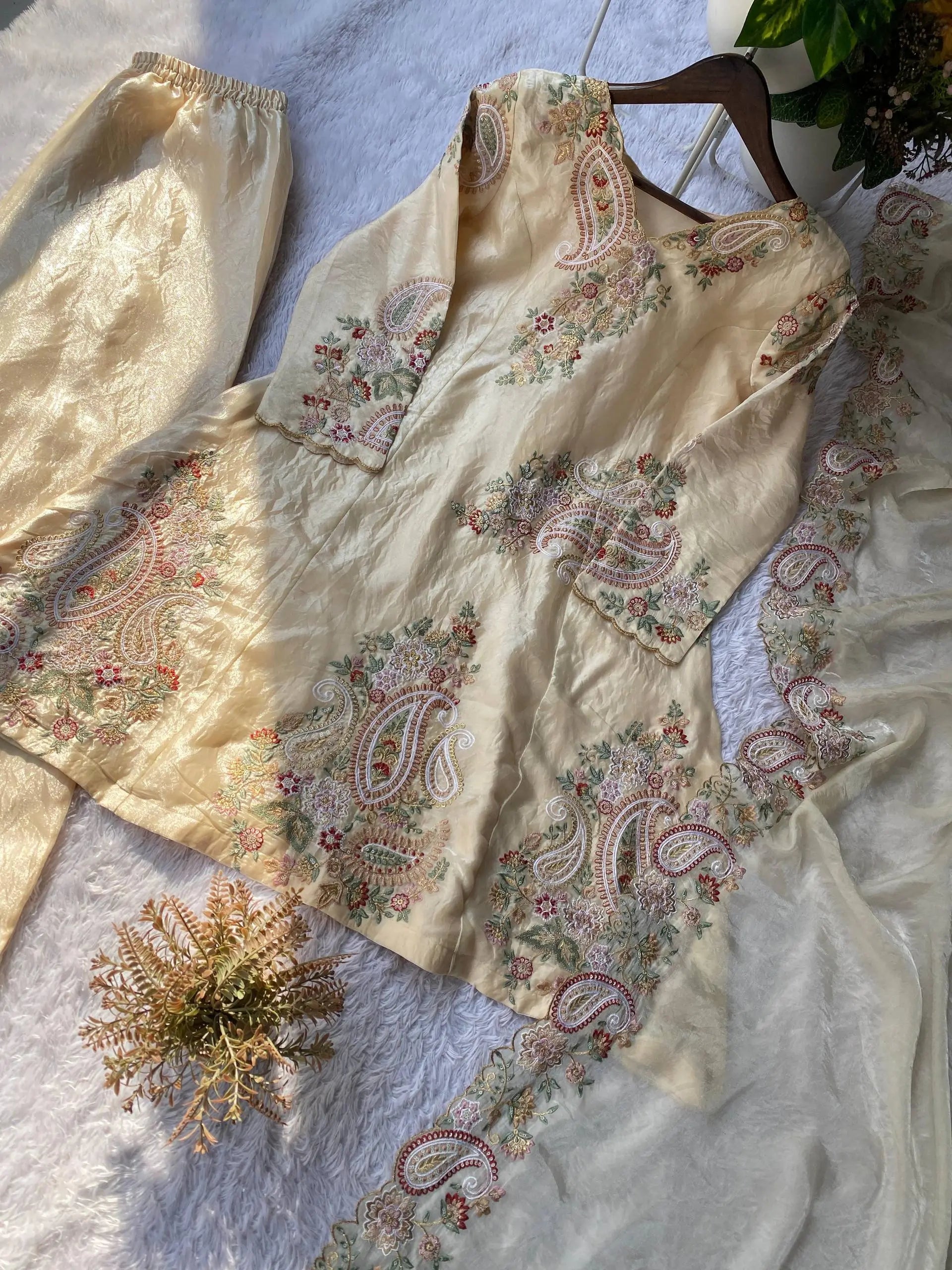 Elegant Fendy Silk Embroidered Suit Set for Festive and Party Wear