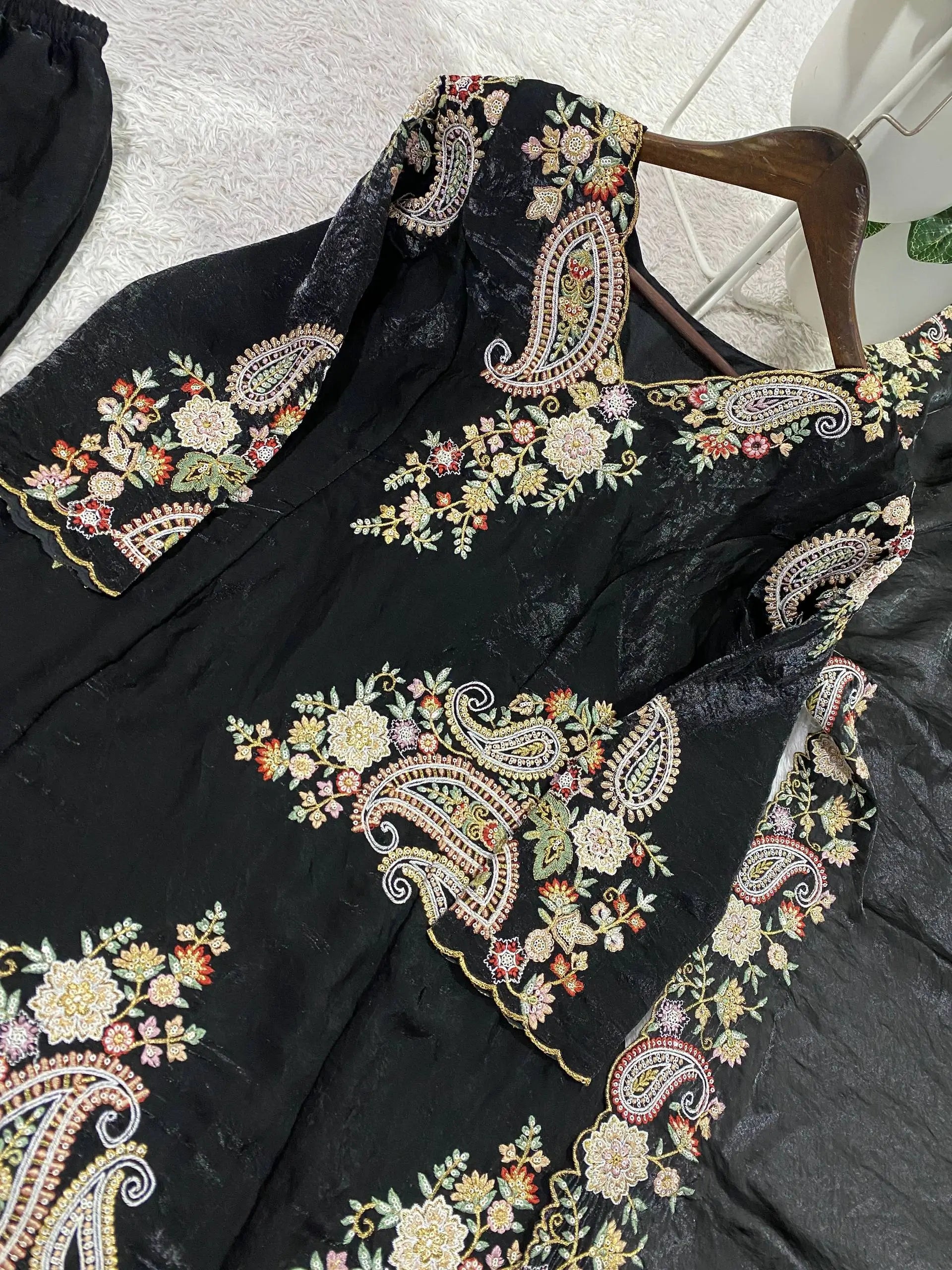 Elegant Fendy Silk Embroidered Suit Set for Festive and Party Wear