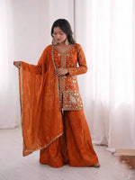 Elegant Fendy Silk Palazzo Suit Set for Festive and Occasion Wear