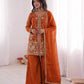 Elegant Fendy Silk Palazzo Suit Set for Festive and Occasion Wear