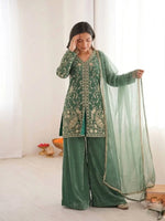 Elegant Fendy Silk Palazzo Suit Set for Festive and Occasion Wear
