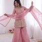 Elegant Fendy Silk Palazzo Suit Set for Festive and Occasion Wear