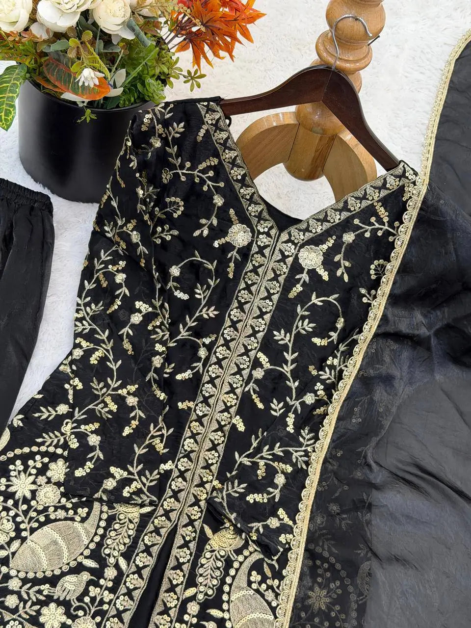 Elegant Fendy Silk Palazzo Suit Set for Festive and Occasion Wear