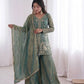 Elegant Fendy Silk Palazzo Suit Set for Festive and Occasion Wear