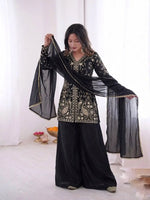 Elegant Fendy Silk Palazzo Suit Set for Festive and Occasion Wear
