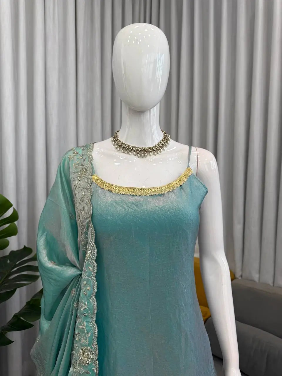 Elegant Fendy Silk Plazo Set for Festive and Wedding Wear